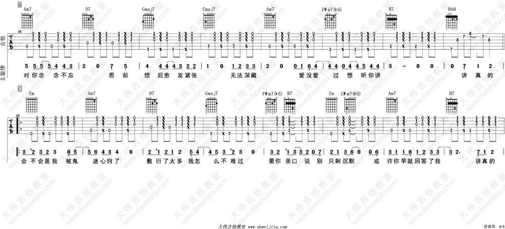 《讲真的》吉他谱