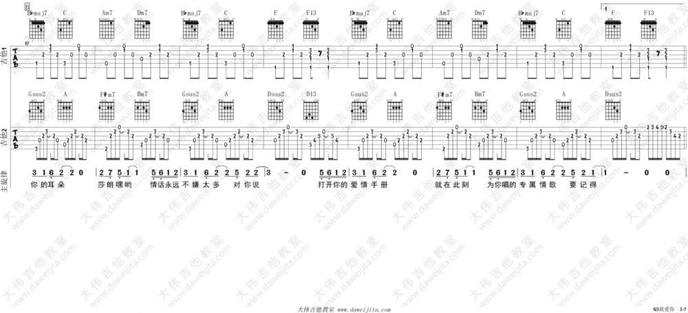 《123我爱你》吉他谱