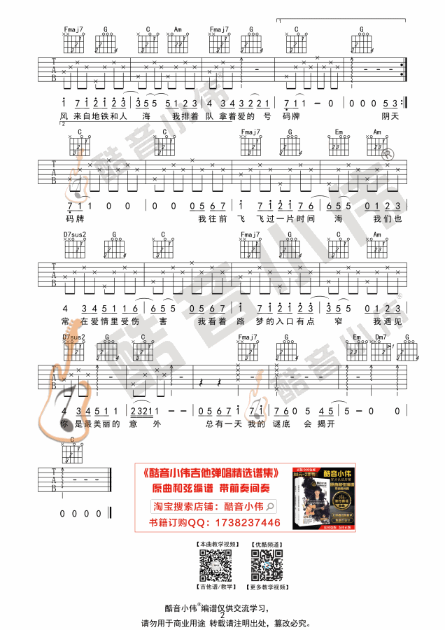 《孙燕姿遇见》吉他谱