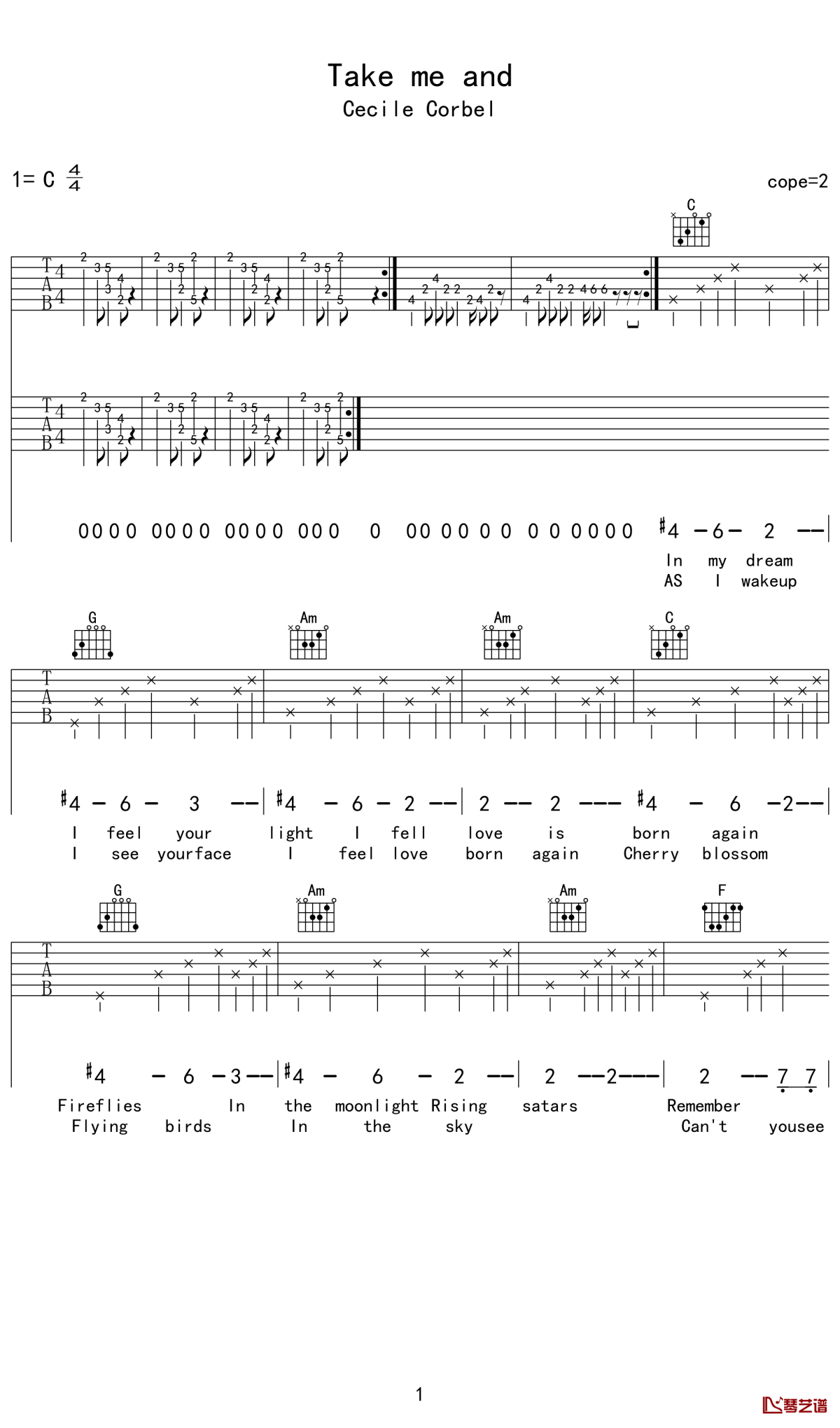 《Take Me Hand》吉他谱